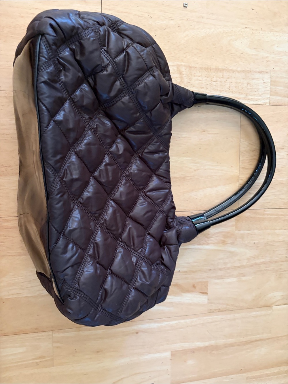 kate spade Quilted Dark Brown Hobo with Black Handles - Picture 4 of 5